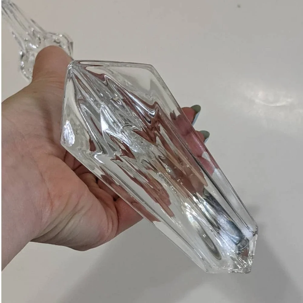 Vintage Crystal Double Candlestick Holder Sculptural Art‎ Deco Style Candelabra